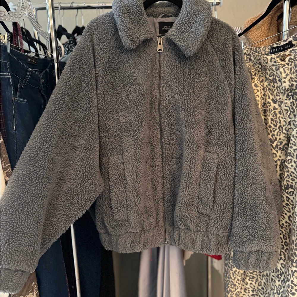 Urban Outfitters Gray Sherpa Jacket